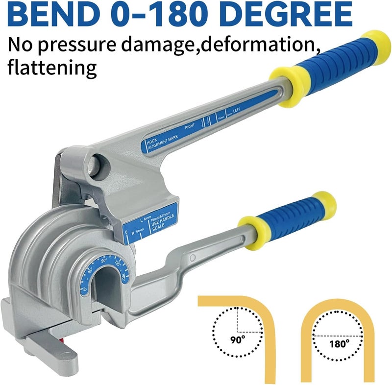 SUGOOE 3-in-1 Tubing Bender, 180° Tube Bender for 1/4", 3/8", 1/2" (6/10/12 mm) O.D. Suitable for Bending Copper, Brass and Aluminum pipes, Ideal for HVAC (6/10/12 mm) - Image 4